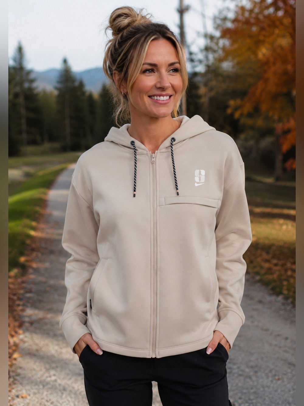 NIKE Dri-FIT Sabrina Full Zip Hoodie Light Orewood Brown Size XL NEW